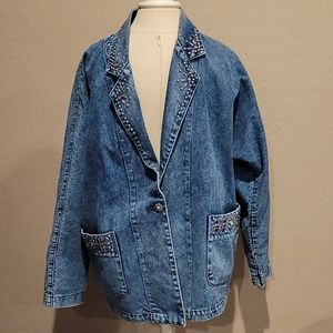 Vintage Denim Rhinestone Jensen Jacket
